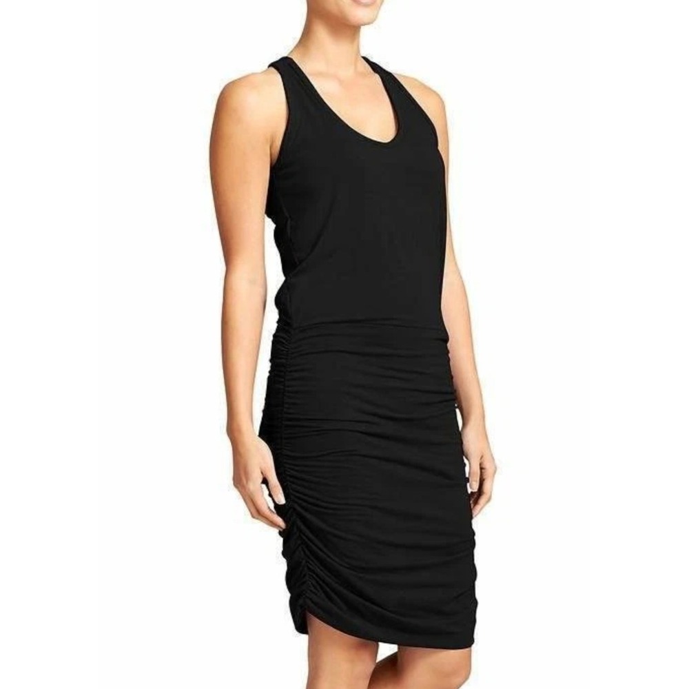 Athletic Dress XS 2 Jersey T-Shirt Tee Racerback Black Ruched Knee Length Tennis